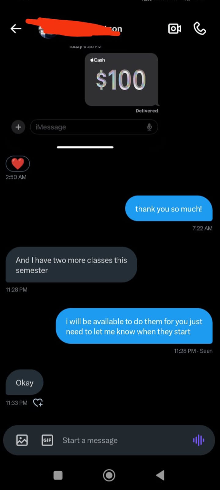 Client Chat Screenshot